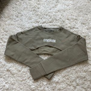 Gymshark Super Cropped Sweater - Washed Khaki - XS